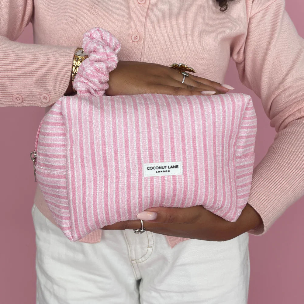 Powder Stripe Towel Makeup Bag & Scrunchie Set