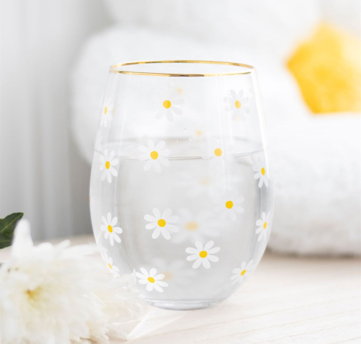 Daisy Stemless Wine Glass