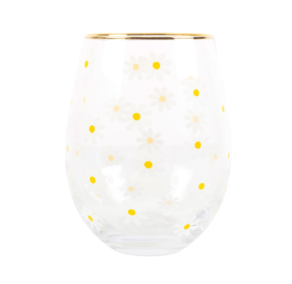 Daisy Stemless Wine Glass