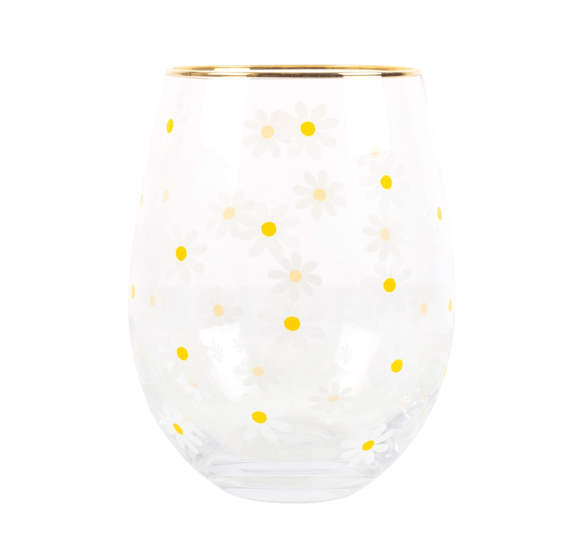 Daisy Stemless Wine Glass
