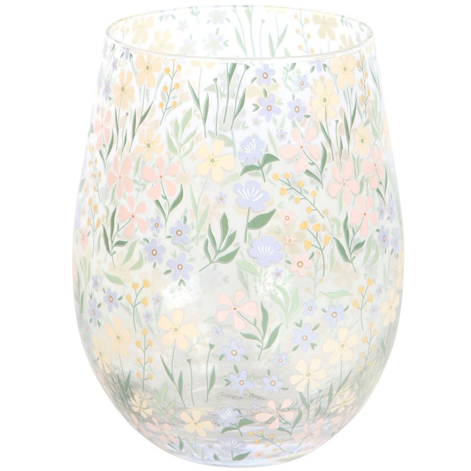 Floral Stemless Wine Glass