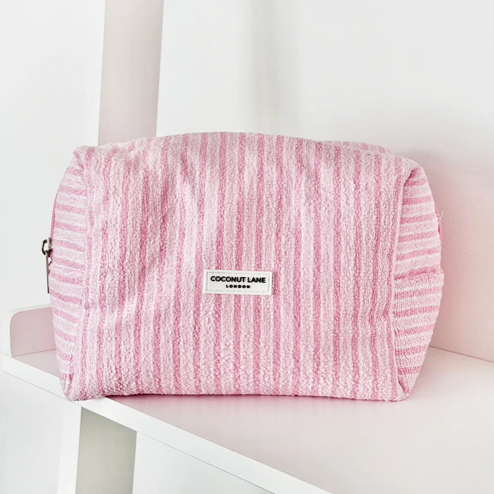 Powder Stripe Towel Makeup Bag & Scrunchie Set