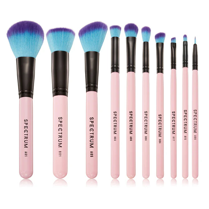 10 Piece Essential Makeup Brush Set - Spectrum Collections