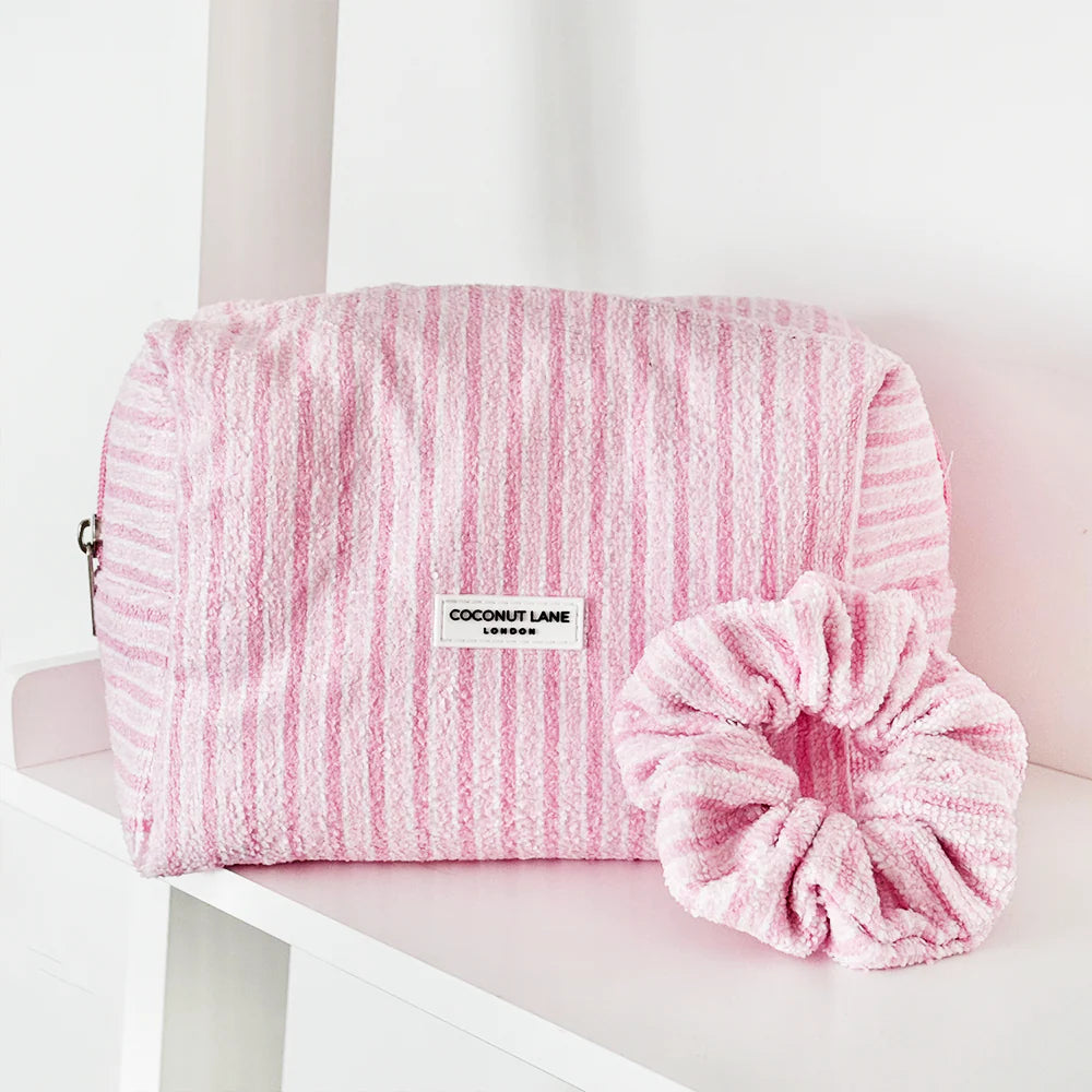 Powder Stripe Towel Makeup Bag & Scrunchie Set